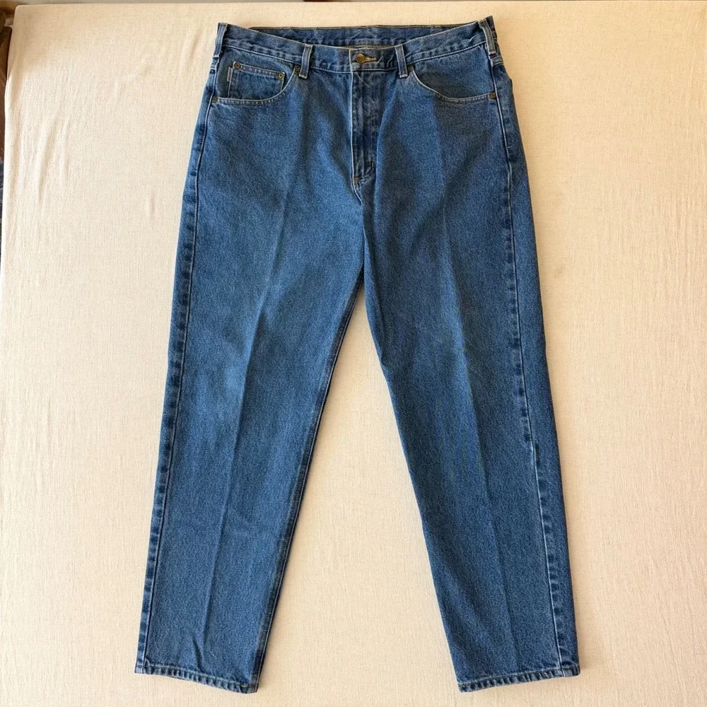 Carhartt B17 DST Relaxed Fit Jeans Mens 38x32 Blue Dark Stone Denim Workwear